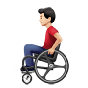 👨🏻‍🦽 Emoji Mann in manuellem Rollstuhl: helle Hautfarbe Apple iOS 17.4.