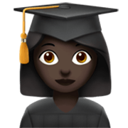 👩🏿‍🎓 Emoji Estudiante Mujer: Tono De Piel Oscuro en Apple iOS 17.4.
