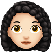 👩🏻‍🦱 Emoji Frau: helle Hautfarbe, lockiges Haar Apple iOS 17.4.