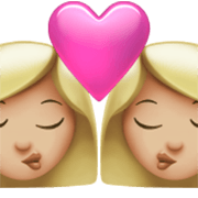 Emoji 👩🏼‍❤️‍💋‍👩🏼 Bacio Tra Coppia - Donna: Carnagione Abbastanza Chiara, Donna: Carnagione Abbastanza Chiara su Apple iOS 17.4.