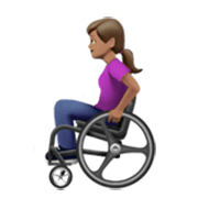 👩🏽‍🦽 Emoji Frau in manuellem Rollstuhl: mittlere Hautfarbe Apple iOS 17.4.