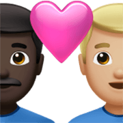 👨🏿‍❤️‍👨🏼 Emoji Liebespaar - Mann: dunkle Hautfarbe, Mann: mittelhelle Hautfarbe Apple iOS 17.4.