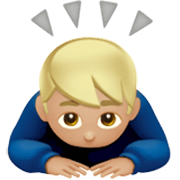 Emoji 🙇🏼‍♂️ Uomo Che Fa Inchino Profondo: Carnagione Abbastanza Chiara su Apple iOS 17.4.