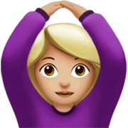 🙆🏼‍♀️ Emoji Frau mit Händen auf dem Kopf: mittelhelle Hautfarbe Apple iOS 17.4.
