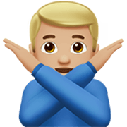 🙅🏼‍♂️ Emoji Homem Fazendo Gesto De «não»: Pele Morena Clara na Apple iOS 17.4.