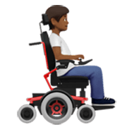 Emoji 🧑🏾‍🦼‍➡️ Persona in sedia a rotelle motorizzata Rivolta a destra: tono della pelle medio-scuro su Apple iOS 17.4.