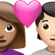 👩🏽‍❤️‍🧑🏻 Emoji Pareja Enamorada: Mujer, Persona, Tono De Piel Medio, Tono De Piel Claro en Apple iOS 17.4.