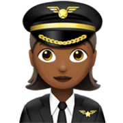 👩🏾‍✈️ Emoji Piloto De Avião Mulher: Pele Morena Escura na Apple iOS 17.4.