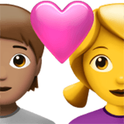 Emoji 🧑🏽‍❤️‍👩 Coppia Con Cuore: persona, Donna, Carnagione Olivastra, Nessun tono della pelle su Apple iOS 17.4.