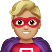 🦸🏼‍♂️ Emoji Superhéroe: Tono De Piel Claro Medio en Apple iOS 17.4.