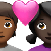🧑🏾‍❤️‍👩🏿 Emoji Pareja Enamorada: Persona, Mujer, Tono De Piel Oscuro Medio, Tono De Piel Oscuro en Apple iOS 17.4.