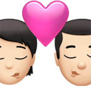 Emoji 🧑🏻‍❤️‍💋‍👨🏻 Bacio Tra Coppia: persona, uomo, Carnagione Chiara su Apple iOS 17.4.