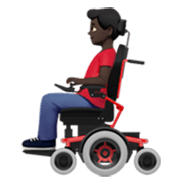👨🏿‍🦼 Emoji Mann in elektrischem Rollstuhl: dunkle Hautfarbe Apple iOS 17.4.