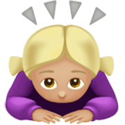 Emoji 🙇🏼‍♀️ Donna Che Fa Inchino Profondo: Carnagione Abbastanza Chiara su Apple iOS 17.4.