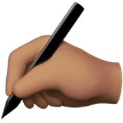 ✍🏽 Emoji Escrevendo à Mão: Pele Morena na Apple iOS 17.4.