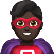 Émoji 🦸🏿‍♂️ Super-héros Homme : Peau Foncée sur Apple iOS 17.4.