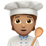 Emoji 🧑🏽‍🍳 Persona Che Cucina: Carnagione Olivastra su Apple iOS 17.4.