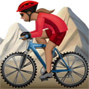 🚵🏽‍♀️ Emoji Mujer En Bicicleta De Montaña: Tono De Piel Medio en Apple iOS 17.4.