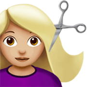 💇🏼‍♀️ Emoji Mujer Cortándose El Pelo: Tono De Piel Claro Medio en Apple iOS 17.4.