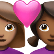 👩🏽‍❤️‍👩🏾 Emoji Casal Apaixonado - Mulher: Pele Morena, Mulher: Pele Morena Escura na Apple iOS 17.4.