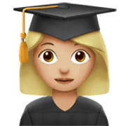 👩🏼‍🎓 Emoji Estudiante Mujer: Tono De Piel Claro Medio en Apple iOS 17.4.