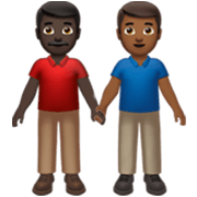 👨🏿‍🤝‍👨🏾 Emoji händchenhaltende Männer: dunkle Hautfarbe, mitteldunkle Hautfarbe Apple iOS 17.4.