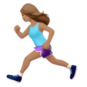 🏃🏽‍♀️ Emoji Mujer Corriendo: Tono De Piel Medio en Apple iOS 17.4.