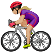 Emoji 🚴🏼‍♀️ Ciclista Donna: Carnagione Abbastanza Chiara su Apple iOS 17.4.