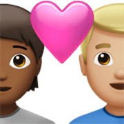 🧑🏾‍❤️‍👨🏼 Emoji Pareja Enamorada: Persona, Hombre, Tono De Piel Oscuro Medio, Tono De Piel Claro Medio en Apple iOS 17.4.