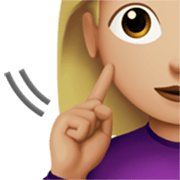 gehörlose Frau: mittelhelle Hautfarbe Apple iOS 17.4.