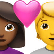 👩🏾‍❤️‍🧑 Emoji Pareja Enamorada: Mujer, Persona, Tono De Piel Oscuro Medio, Sin tono de piel en Apple iOS 17.4.