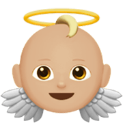 👼🏼 Emoji Bebê Anjo: Pele Morena Clara na Apple iOS 17.4.