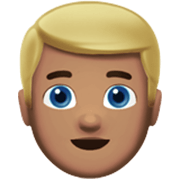 👱🏽‍♂️ Emoji Mann: mittlere Hautfarbe, blond Apple iOS 17.4.