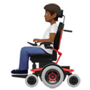 🧑🏾‍🦼 Emoji Pessoa Em Cadeira De Rodas Motorizada: Pele Morena Escura na Apple iOS 17.4.
