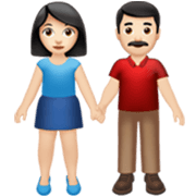 👫🏻 Emoji Mujer Y Hombre De La Mano: Tono De Piel Claro en Apple iOS 17.4.