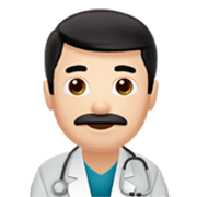 👨🏻‍⚕️ Emoji Homem Profissional Da Saúde: Pele Clara na Apple iOS 17.4.