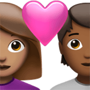 Émoji 👩🏽‍❤️‍🧑🏾 Couple Avec Cœur: Femme, Personne, Peau Légèrement Mate, Peau Mate sur Apple iOS 17.4.
