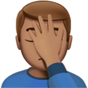 🤦🏽‍♂️ Emoji sich an den Kopf fassender Mann: mittlere Hautfarbe Apple iOS 17.4.