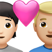 Emoji 🧑🏻‍❤️‍👨🏼 Coppia Con Cuore: persona, uomo, Carnagione Chiara, Carnagione Abbastanza Chiara su Apple iOS 17.4.