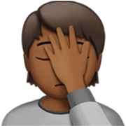 Emoji 🤦🏾 Persona Esasperata: Carnagione Abbastanza Scura su Apple iOS 17.4.