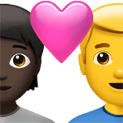 🧑🏿‍❤️‍👨 Emoji Liebespaar: Person, Mannn, dunkle Hautfarbe, Kein Hautton Apple iOS 17.4.