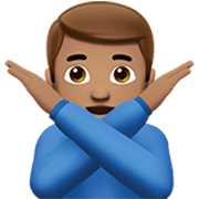 🙅🏽‍♂️ Emoji Hombre Haciendo El Gesto De «no»: Tono De Piel Medio en Apple iOS 17.4.