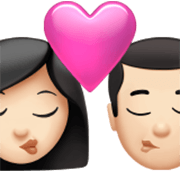 Emoji 👩🏻‍❤️‍💋‍👨🏻 Bacio Tra Coppia - Donna: Carnagione Chiara, Uomo: Carnagione Chiara su Apple iOS 17.4.