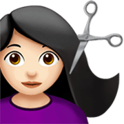 Émoji 💇🏻‍♀️ Femme Qui Se Fait Couper Les Cheveux : Peau Claire sur Apple iOS 17.4.