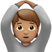 🙆🏽 Emoji Person mit Händen auf dem Kopf: mittlere Hautfarbe Apple iOS 17.4.