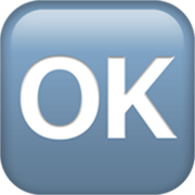 Großbuchstaben OK in blauem Quadrat Apple iOS 17.4.