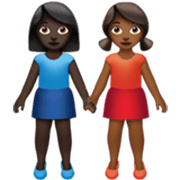 Emoji 👩🏿‍🤝‍👩🏾 Due Donne Che Si Tengono Per Mano: Carnagione Scura E Carnagione Abbastanza Scura su Apple iOS 17.4.