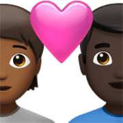 🧑🏾‍❤️‍👨🏿 Emoji Pareja Enamorada: Persona, Hombre, Tono De Piel Oscuro Medio, Tono De Piel Oscuro en Apple iOS 17.4.