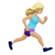Emoji 🏃🏼‍♀️‍➡️ Donna che corre a destra: tono della pelle medio-chiaro su Apple iOS 17.4.