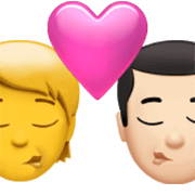 🧑‍❤️‍💋‍👨🏻 Emoji sich küssendes Paar: Person, Mannn, Kein Hautton, helle Hautfarbe Apple iOS 17.4.